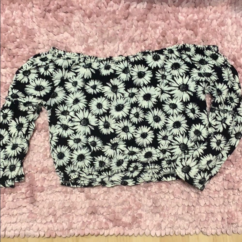 Black and cream floral crop top